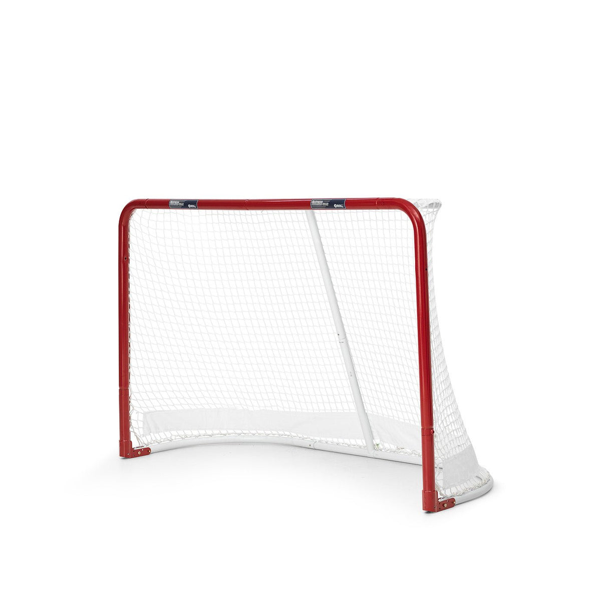 Extreme Hockey Monster Goal in red and white with durable net, designed for high-speed shots and outdoor use, regulation size hockeymål.