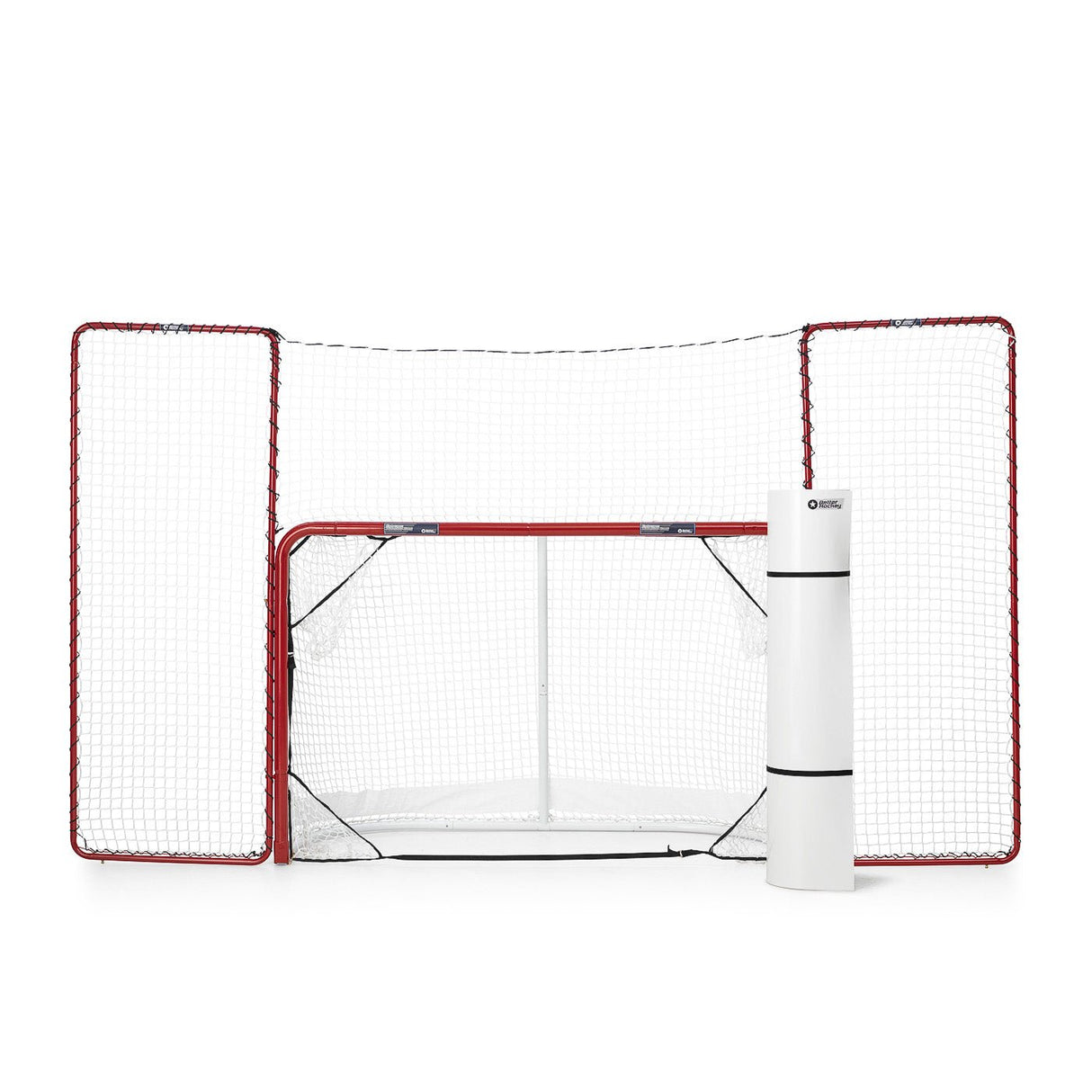 Hockeymålvakt med skottramp och teknikpaket för att förbättra skyttens träning och skjutprecision.